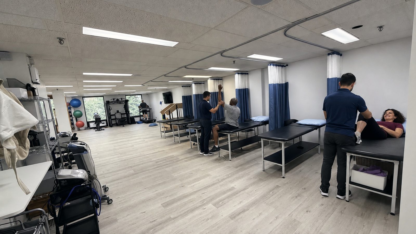Treatment floor at Dena Sports Physio, Côte Saint-Luc